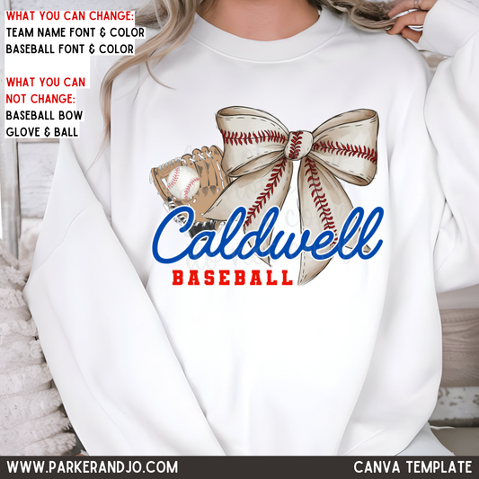 Custom Baseball Bow Team Name Top mockup showing the pictured apparel design.