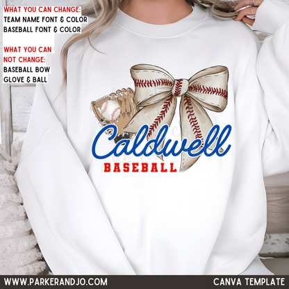 Custom Baseball Bow Team Name Top mockup showing the pictured apparel design.