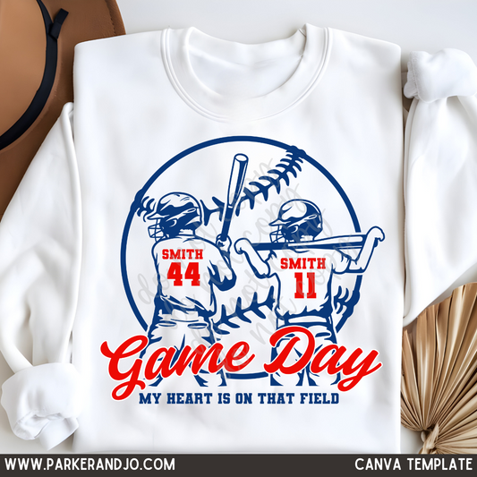 Custom Baseball Brothers Top mockup showing the pictured apparel design.