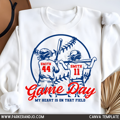 Custom Baseball Brothers Top mockup showing the pictured apparel design.