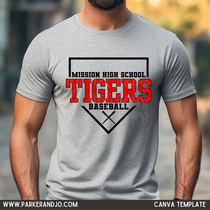 Custom Baseball Diamond Team Top mockup showing the pictured apparel design.