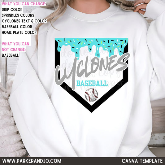 Custom Baseball Drip With Black Diamond Top mockup showing the pictured apparel design.