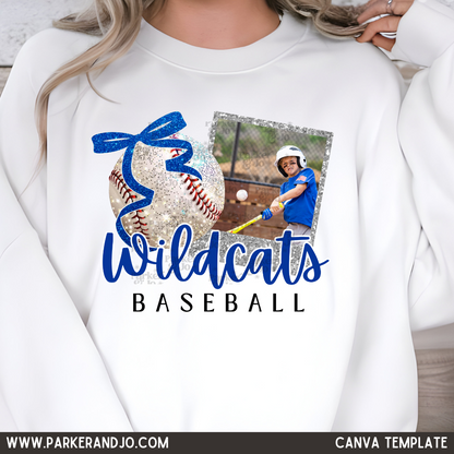 Custom Baseball Faux Glitter Bow Photo Frame Top mockup showing the pictured apparel design.