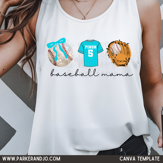 Custom Baseball Mama Custom Top mockup showing the pictured apparel design.