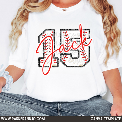 Custom Baseball Numbers Custom Name Top mockup showing the pictured apparel design.