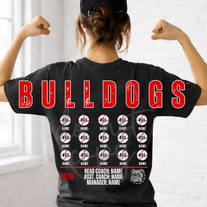 Custom Baseball Team Roster Top mockup showing the pictured apparel design.