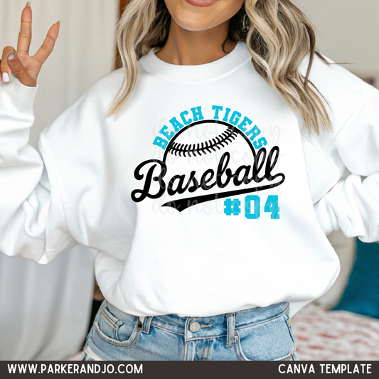 Custom Baseball Text Top mockup showing the pictured apparel design.