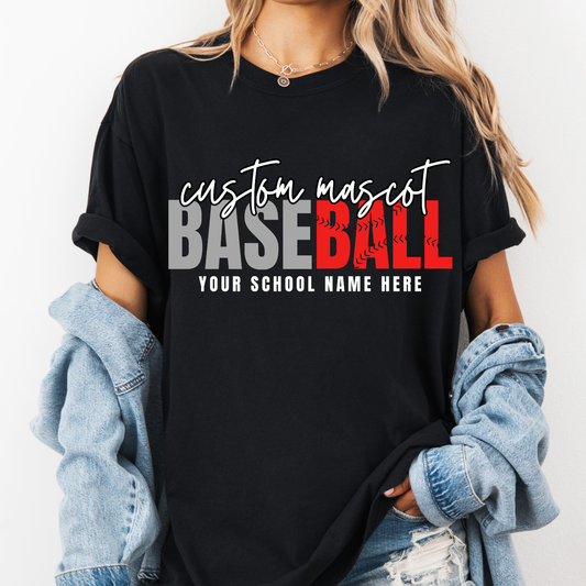 Custom Baseball Top mockup showing the pictured apparel design.