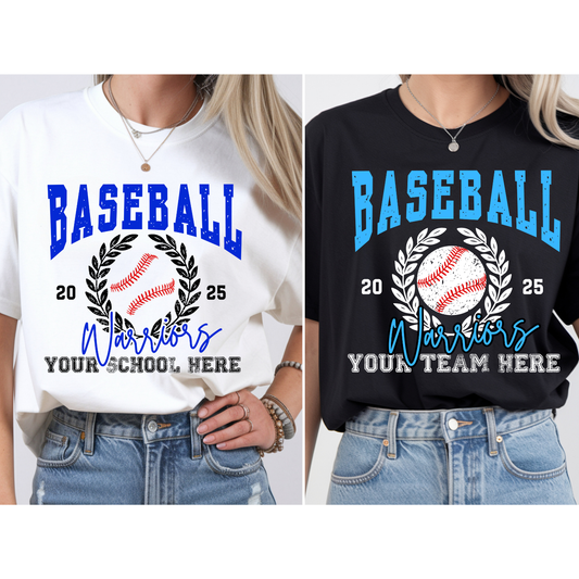 Custom Baseball Wreath Top mockup showing the pictured apparel design.