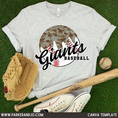 Custom Camo Drip Baseball Top mockup showing the pictured apparel design.