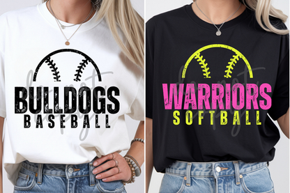Custom Distressed Baseball Softball Top mockup showing the pictured apparel design.