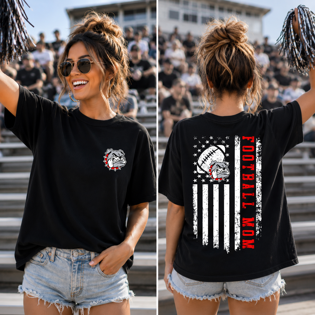 Custom Distressed Football Flag Top mockup showing the front and back design.
