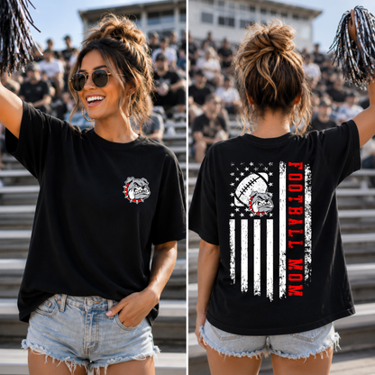 Custom Distressed Football Flag Top mockup showing the front and back design.