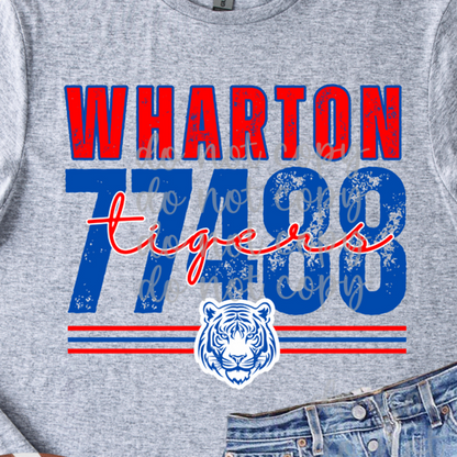 Custom Distressed Mascot Zip Code Top mockup showing the pictured apparel design.
