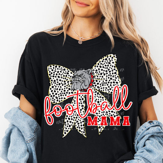 Custom Dotted Bow Mama Top mockup showing the pictured apparel design.