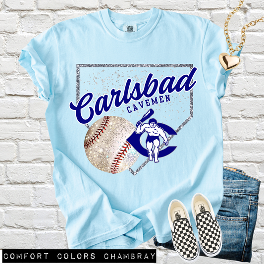 Custom Faux Glitter Baseball Diamond Top mockup showing the pictured apparel design.