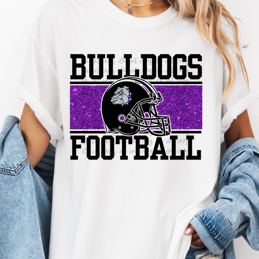 Custom Faux Glitter Frame Football Top mockup showing the pictured apparel design.