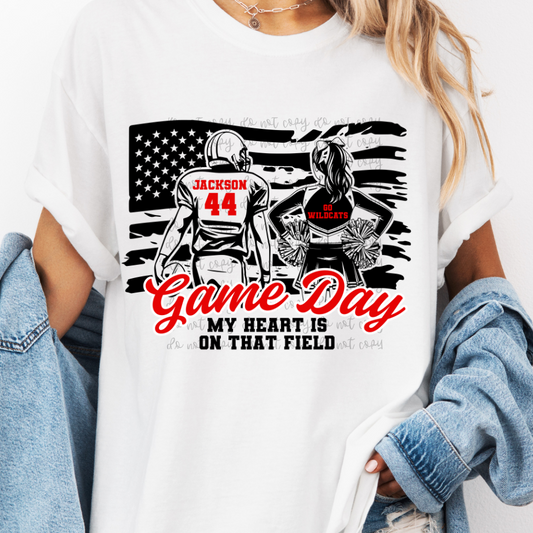Custom Flag Football And Cheerleader Top mockup showing the pictured apparel design.