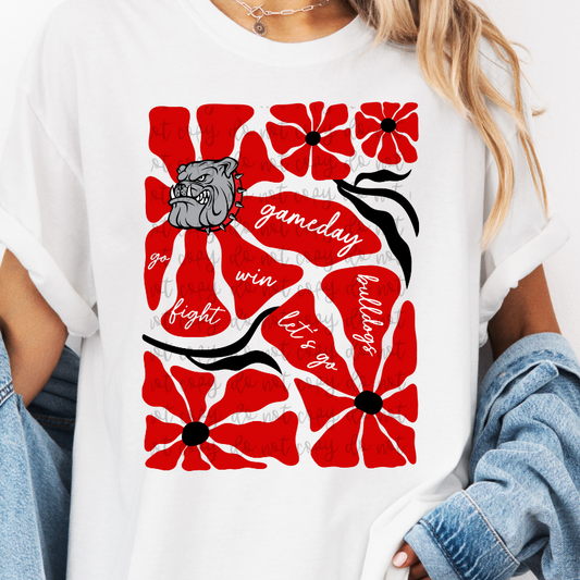 Custom Floral Game Day Mascot Top mockup showing the pictured apparel design.