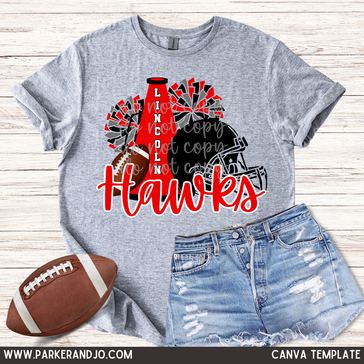 Custom Football And Pom Pom Top mockup showing the pictured apparel design.