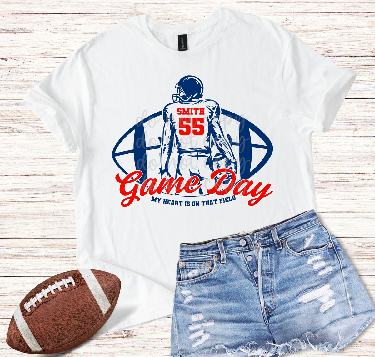 Custom Football Custom Top mockup showing the pictured apparel design.