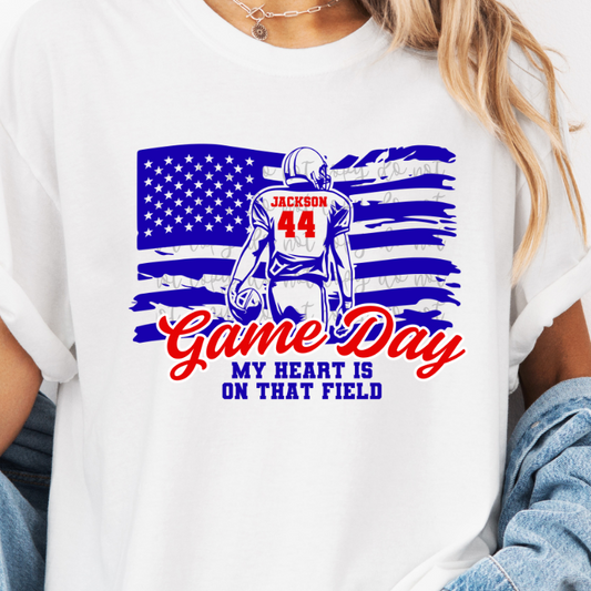 Custom Football Flag Single Player Top mockup showing the pictured apparel design.