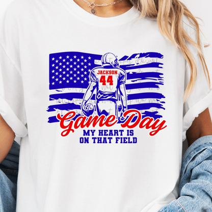 Custom Football Flag Single Player Top mockup showing the pictured apparel design.