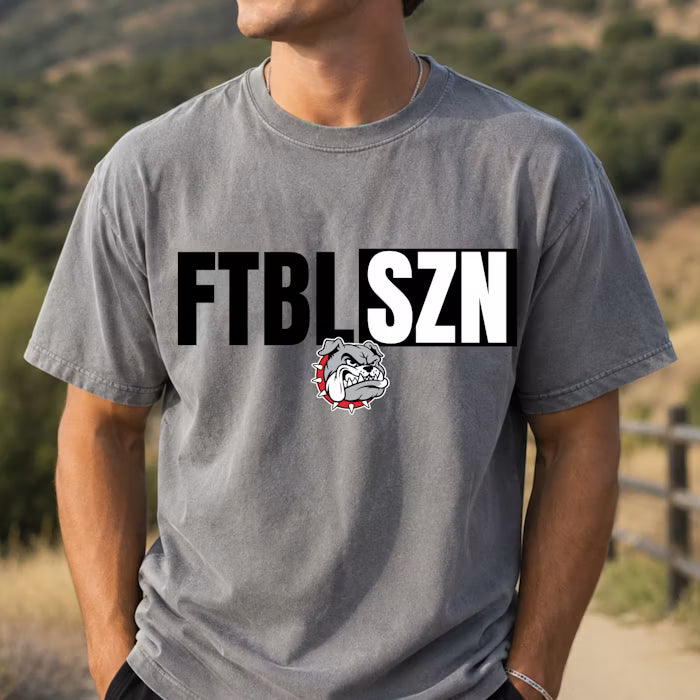 Custom Football Season Top mockup showing the pictured apparel design.