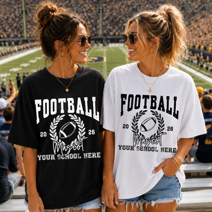 Custom Football Wreath Top mockup showing the pictured apparel design.