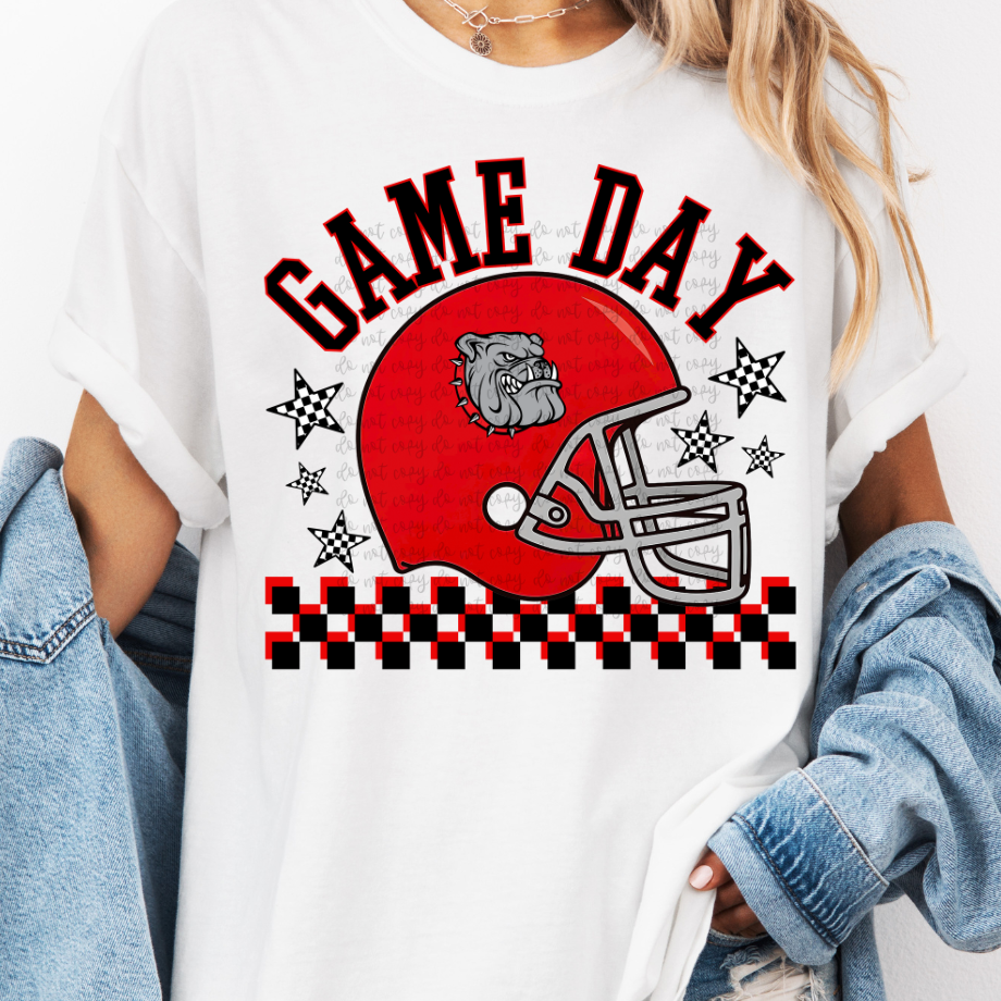 Custom Game Day Football Helmet Top mockup showing the pictured apparel design.