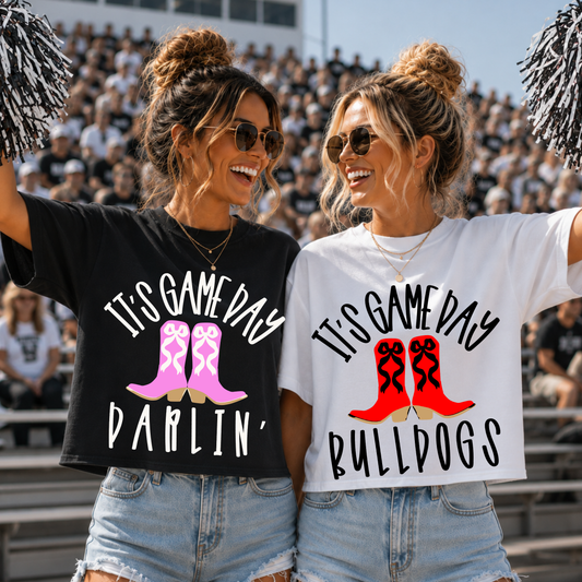 Custom Its Game Day Boots Top mockup showing the pictured apparel design.