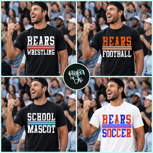 Custom Masculine Distressed Varsity Stripes Top mockup showing the pictured apparel design.
