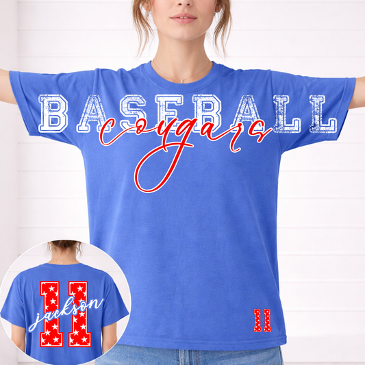 Custom Patriotic Baseball Star Numbers Big Front Top mockup showing the front and back design.