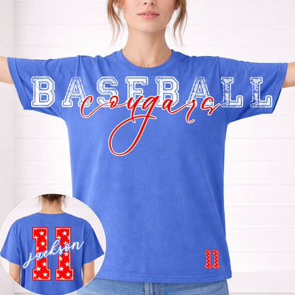 Custom Patriotic Baseball Star Numbers Big Front Top mockup showing the front and back design.