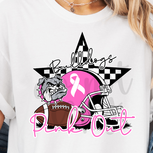 Custom Pink Out Checkered Football Helmet Top mockup showing the pictured apparel design.