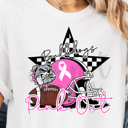 Custom Pink Out Checkered Football Helmet Top mockup showing the pictured apparel design.
