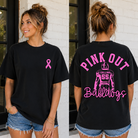 Custom Pink Out Football Player Top mockup showing the front and back design.