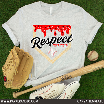 Custom Respect The Drip Baseball Top mockup showing the pictured apparel design.
