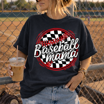 Custom Retro Checkered Baseball Top mockup showing the pictured apparel design.
