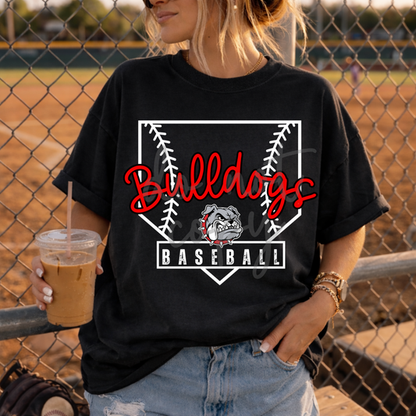 Custom Script Baseball Diamond Mascot Top mockup showing the pictured apparel design.