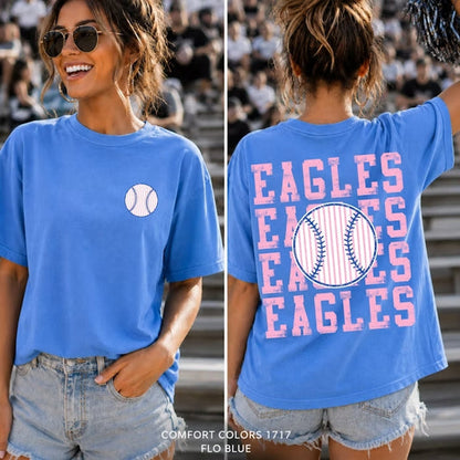 Custom Seersucker Striped Baseball Softball Top mockup showing the front and back design.