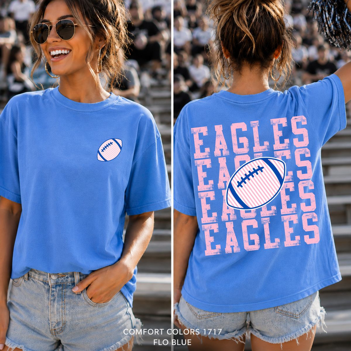 Custom Seersucker Striped Football Top mockup showing the front and back design.