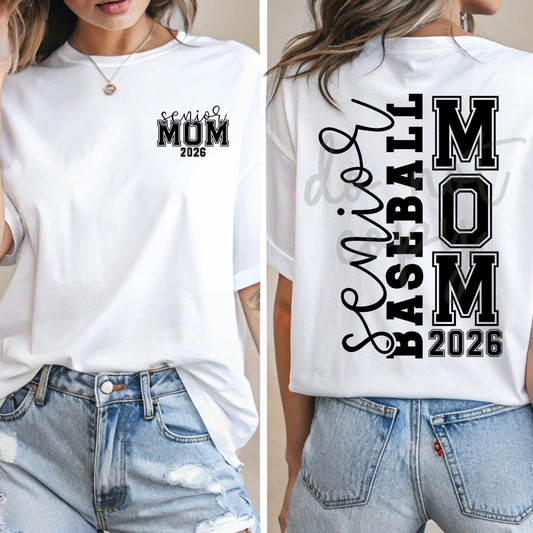Custom Senior Mom Top mockup showing the front and back design.