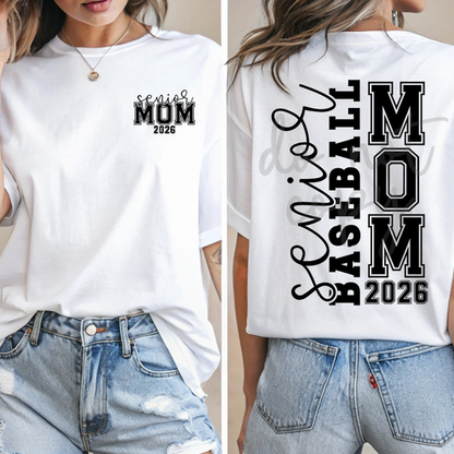 Custom Senior Mom Top mockup showing the front and back design.