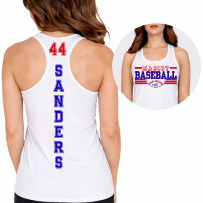 Custom Stripes Baseball Vertical Name Top mockup showing the front and back design.