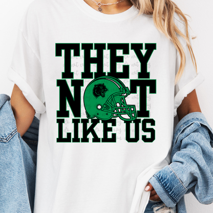 Custom They Not Like Us Football Top mockup showing the pictured apparel design.