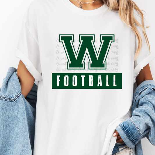 Custom Varsity Initial Football Top mockup showing the pictured apparel design.