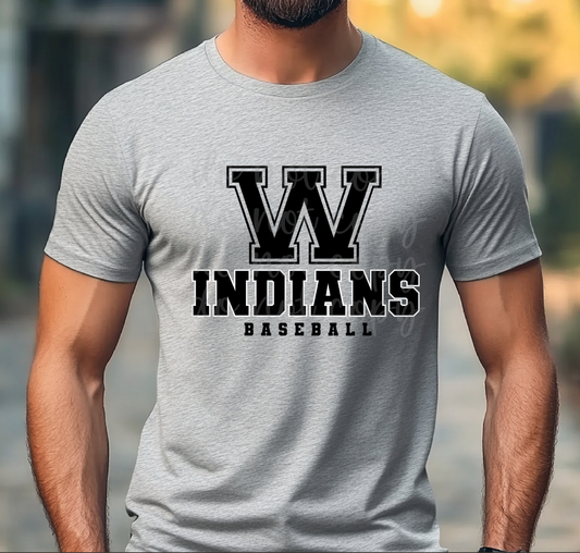 Custom Varsity Letter Baseball Top mockup showing the pictured apparel design.