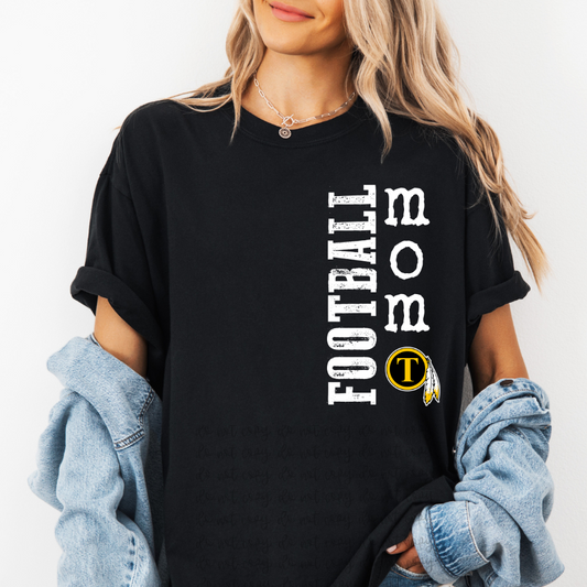 Custom Vertical Football Mom Top mockup showing the pictured apparel design.