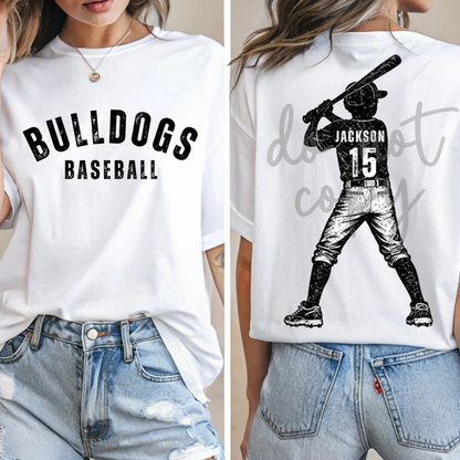 Custom Vintage Baseball Player Top mockup showing the front and back design.